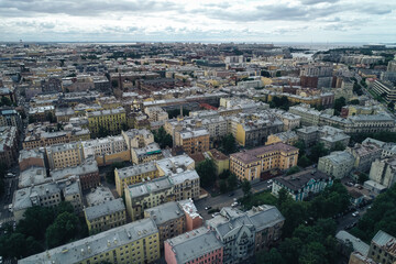 Aerial Townscape of Saint Petersburg City. Petrogradsky District