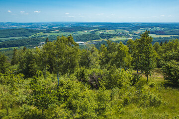 Teutoburg Forest. View of landscape at Teutoburg Forest / Egge Hills Nature Park. View from Velmerstot hill in North Rhine Westphalia, Germany