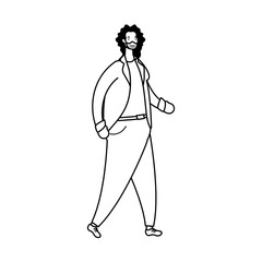 woman wearing medical mask character line style