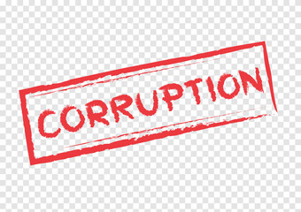 red clearly corruption word in red frame isolated on transparency background