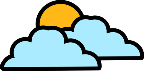 illustration vector graphic of sun which shows cloudy sunny weather, suitable for weather prediction design materials, etc.