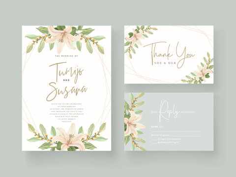 Beautiful Lily Flower Wedding Invitation Card