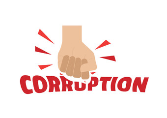 smashing punch a red color corruption word, typographic vector isolated on white background