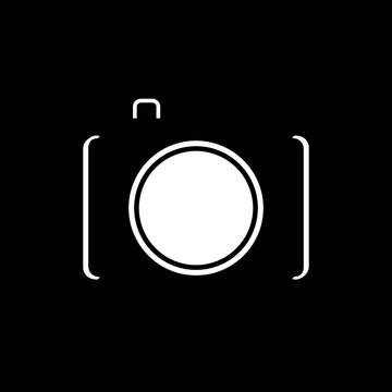 Flat line camera icon on a black background