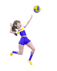 footballer girl is jumping and playing volley ball