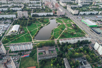 Aerial Townscape of Saint Petersburg City. Kalininsky District
