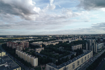 Fototapeta na wymiar Aerial Townscape of Saint Petersburg City. Kalininsky District 