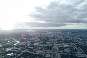 Aerial Townscape of Saint Petersburg City. Kalininsky District
