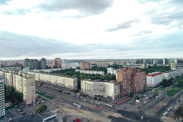 Obraz premium Aerial Townscape of Saint Petersburg City. Kalininsky District 