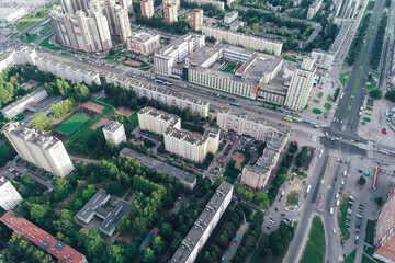 Naklejka na ściany i meble Aerial Townscape of Saint Petersburg City. Kalininsky District 