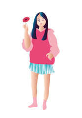 Asian woman with gerbera flower