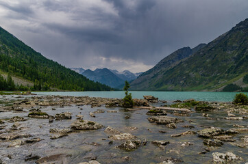 Mountain lake with turquoise water