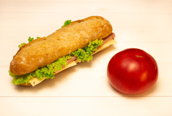 sandwich with ham and vegetables