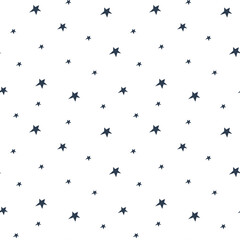 Vector seammless pattern f handdrawn stars on the white background. Concept for kids textile design