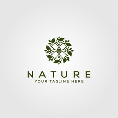 nature leaf circle logo vector illustration design, green leaf logo