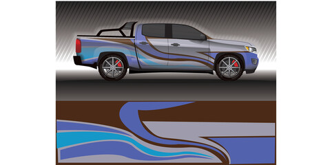 Fototapeta premium Car livery wrap decal, rally race style vector illustration abstract background
