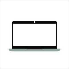 Globe on screen of laptop icon flat style in trendy design isolated. vector illustration. color editable