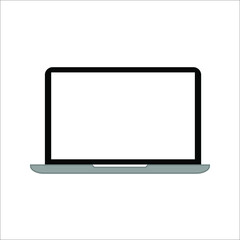 Globe on screen of laptop icon flat style in trendy design isolated. vector illustration. color editable