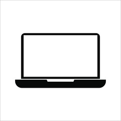 Globe on screen of laptop icon flat style in trendy design isolated. vector illustration. color editable