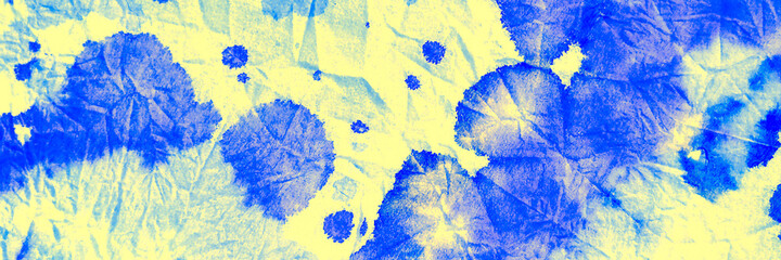 Dirty Art Painting. Yellow Blue Green Spotted Distressed Paper. Sea Depth With Gold Crumpled Tissue. Ocean Bottom Color Rough Tie Dye Print. Tie Dye Shibori Pattern. © Kate Si