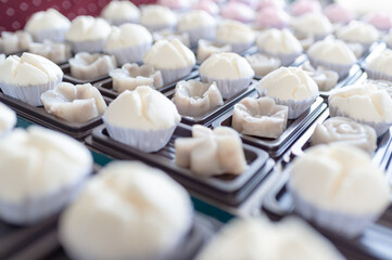 Thai desserts, white muffin cupcake, or cotton-wool cake
