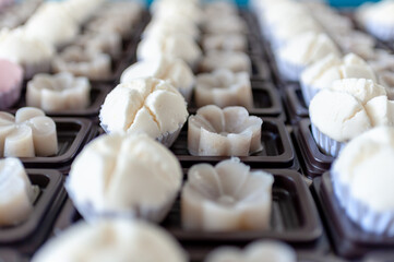 Thai desserts, white muffin cupcake, or cotton-wool cake