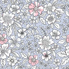 Wandcirkels aluminium Elegant floral pattern in small white flowers. Liberty style. Floral seamless background for fashion prints. Ditsy print. Seamless vector texture. Spring bouquet. © ann_and_pen