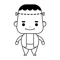 happy halloween cute frankenstein character