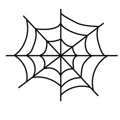 Black spider web on a white background. Isolated object. Celebrating Halloween. Vector illustration.