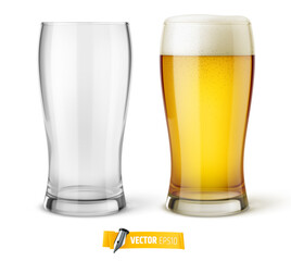 Verres de bière vectoriels sur fond blanc 1