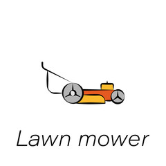 lawn mower hand draw icon. Element of farming illustration icons. Signs and symbols can be used for web, logo, mobile app, UI, UX