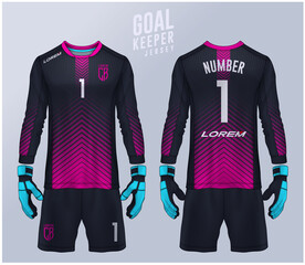 Goalkeeper jersey,t-shirt sport design template, Long sleeve soccer jersey mockup for football club. uniform front and back view.