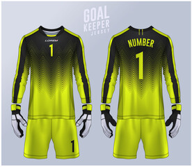 Goalkeeper jersey,t-shirt sport design template, Long sleeve soccer jersey mockup for football club. uniform front and back view.