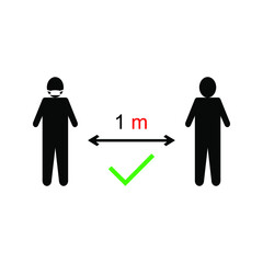 illustration Social distancing. Preventive measures. Keep the 1 meter distance. Coronovirus epidemic protective equipment. Vector illustration. eps 10