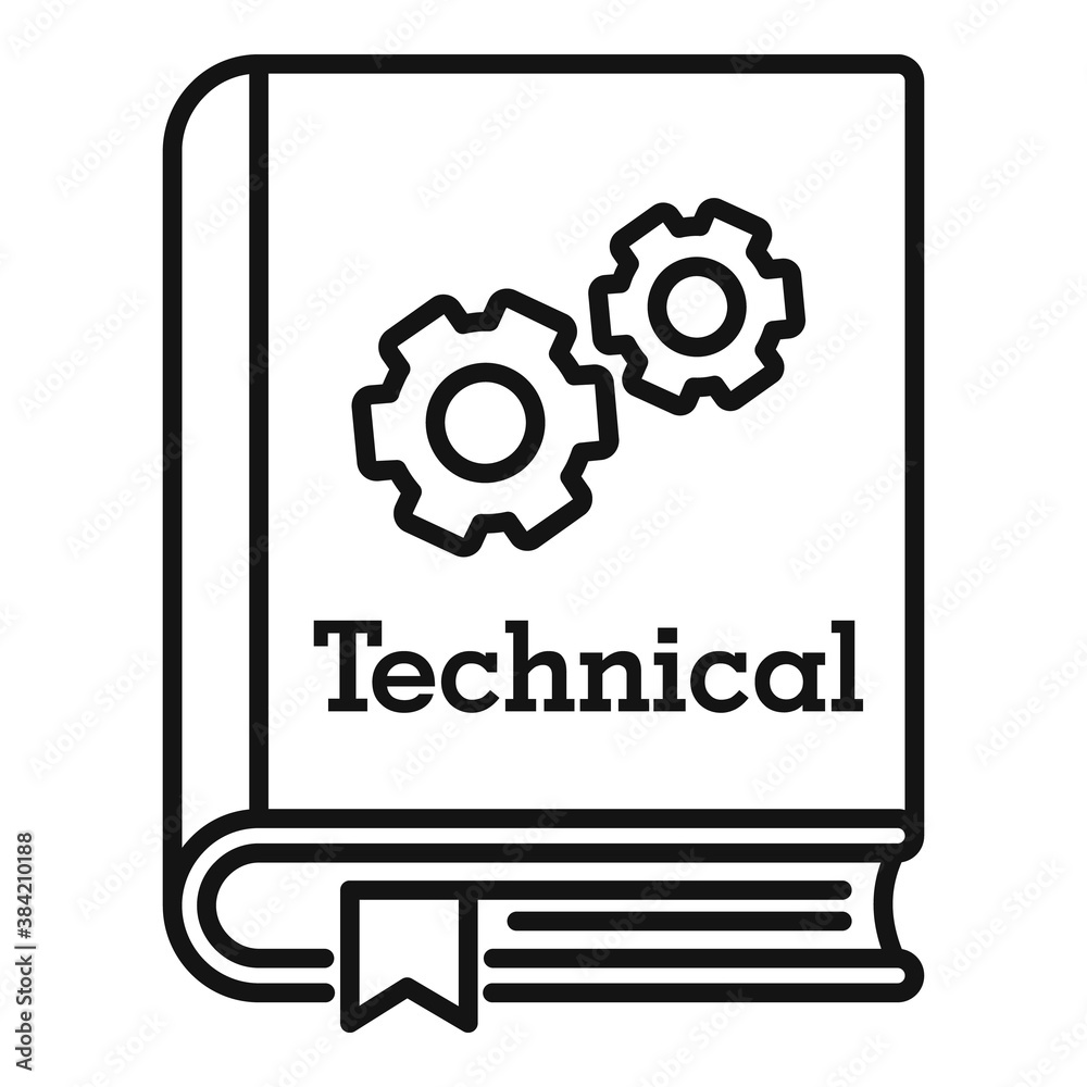 Poster technical book icon. outline technical book vector icon for web design isolated on white background