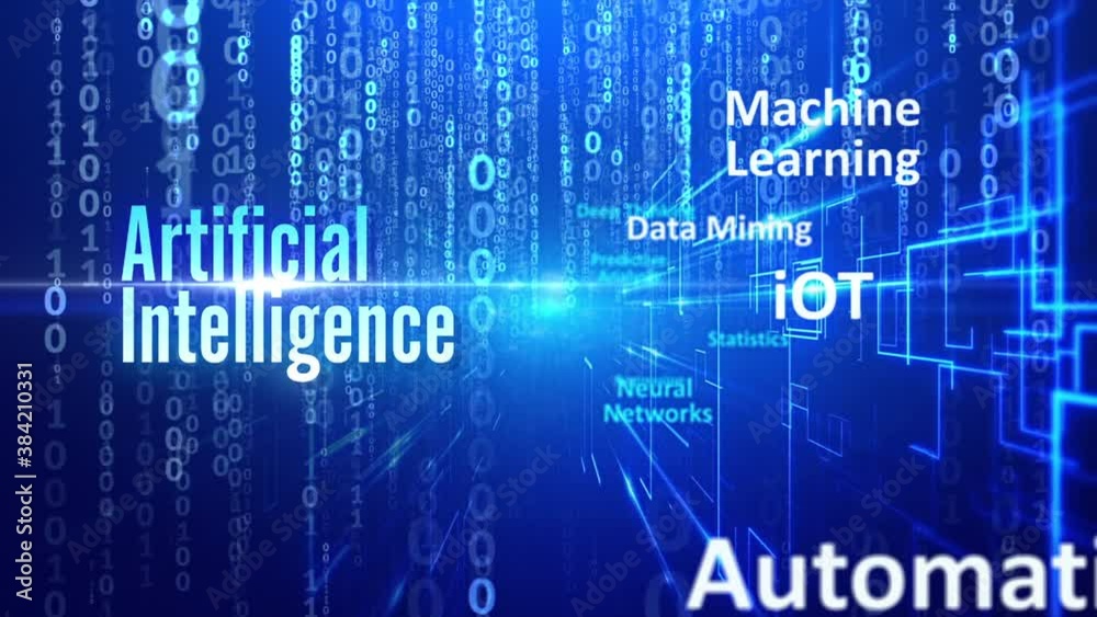 Wall mural artificial intelligence machine learning video concept