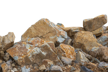 stone pile and ground isolated on white background with clipping path