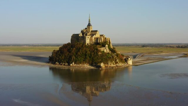 Mont Saint Michel aerial view Normandy France