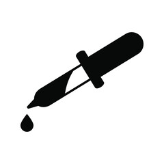 Eye Dropper, Medicine Pipette. Flat Vector Icon illustration. Simple black symbol on white background.