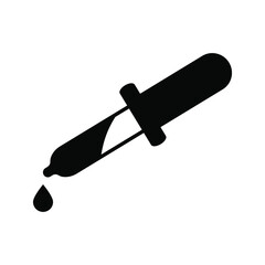 Eye Dropper, Medicine Pipette. Flat Vector Icon illustration. Simple black symbol on white background.