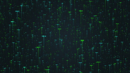 Obraz premium Big data technology illustration. Rising blue and green digits