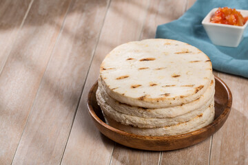Arepas typical food from Latin America - white corn arepas.