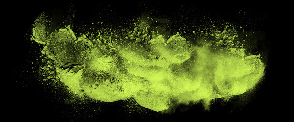 explosion of line green powder and smoke