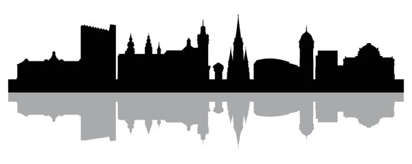 Obraz premium Skyline Chemnitz – Umriss der Stadt als Vektor Grafik