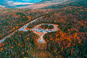 Aerial Drone Photography Of The Kancamagus Highway In Lincoln, NH (New Hampshire) During The Fall Foliage Season