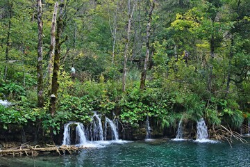 Croatia-view of a waterfalls in the Plitvice Lakes National Park