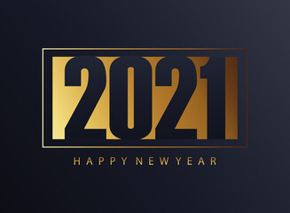 Naklejka na ściany i meble happy new year 2021 golden lettering poster