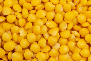 Yellow lentils close up  as a food background