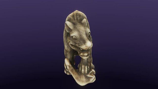 Wolf netsuke, cg, camera orbits