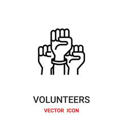 volunteers icon vector symbol. volunteers symbol icon vector for your design. Modern outline icon for your website and mobile app design.
